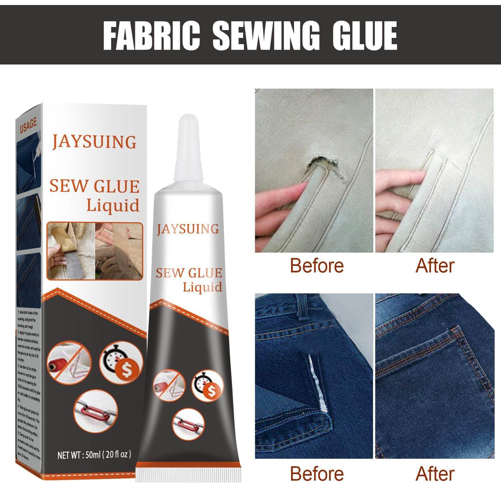 Jaysuing Cloth Repair Glue White Seam Glue Clothing Repair Glue Washable Ironing Cloth Adhesive Glue - MarvelouStoree