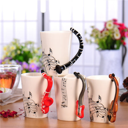 Guitar Ceramic Cup Personality Music Note Milk Juice Lemon Mug Coffee Tea Cup Home Office Drinkware Unique Gift