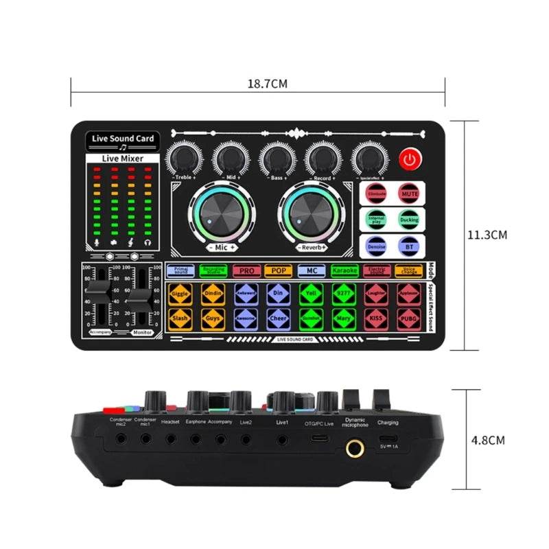 F999 Mixer Podcast Sound Board Live Sound Card for Live Recording Home KTV - MarvelouStoree