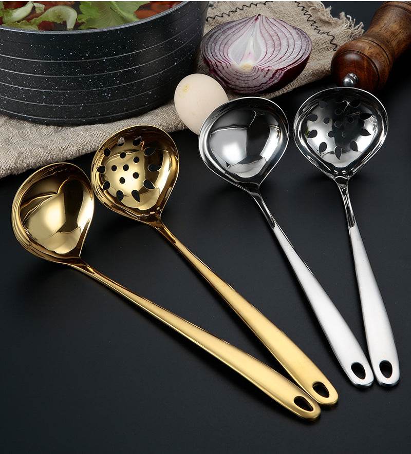 304 Stainless Steel Creative Heart-Shaped One Thickened Gold-Plated Soup Shell Cooking Spoon Hot Pot Soup Spoon Colander - MarvelouStoree