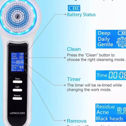 3 In 1 Electric Facial Cleaner Sonic Vibration Facial Brush Machine Waterproof Facial Cleansing Brush - MarvelouStoree