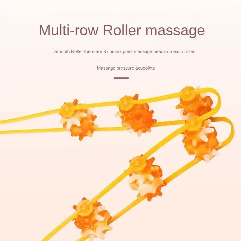 Hand-held Back Shoulder Neck Muscle Massager,Fitness Physiotherapy Massage Roller,Bead Pull-Back Roller Legs Back Waist Massage - MarvelouStoree