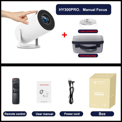 DITONG HY300 Plus Projector Android 4K 1280*720P Dual Wifi 300ANSI Video Cinema Outdoor Portable  home hd led HY300 Pro Projetor