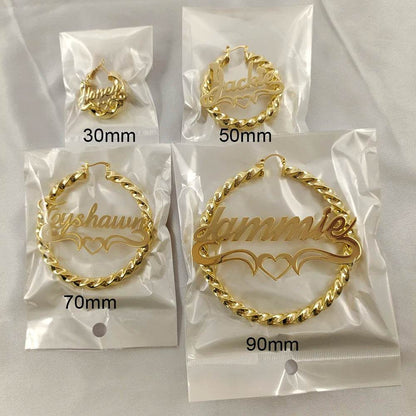 DODOAI New Custom Twist Hoop Earrings For Women, Bold Rope Earrings with Name,Customize Name Round Earring Personality Jewellery - MarvelouStoree