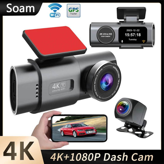 Dash Cam UHD 4K+1080P Dual Lens Car Recorders With WiFi HD IR Night Vision Camcorder G-Sensor Car DVR Black Box - MarvelouStoree