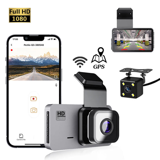 Dash Cam WiFi GPS Car DVR Vehicle Dashcam 1080P Car Video Recorder Auto Black Box Car Accessories Rear View Reverse Car Camera