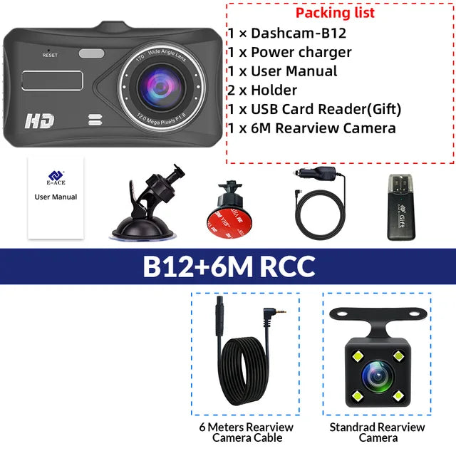 Dashcam 24H Touch Night Vision FULL HD 1080P Front And Rear Camera 4.0 Inch CAR DVR Mirror Digital Video Recorder Dvr Black Box