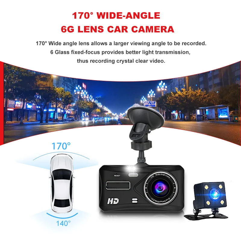 Dashcam 24H Touch Night Vision FULL HD 1080P Front And Rear Camera 4.0 Inch CAR DVR Mirror Digital Video Recorder Dvr Black Box