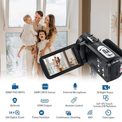 Digital Camera Camcorder Ordro Infrared Night Vision 1080P Full HD Professional Camara Filmadora for Video Youtuber Vlogging