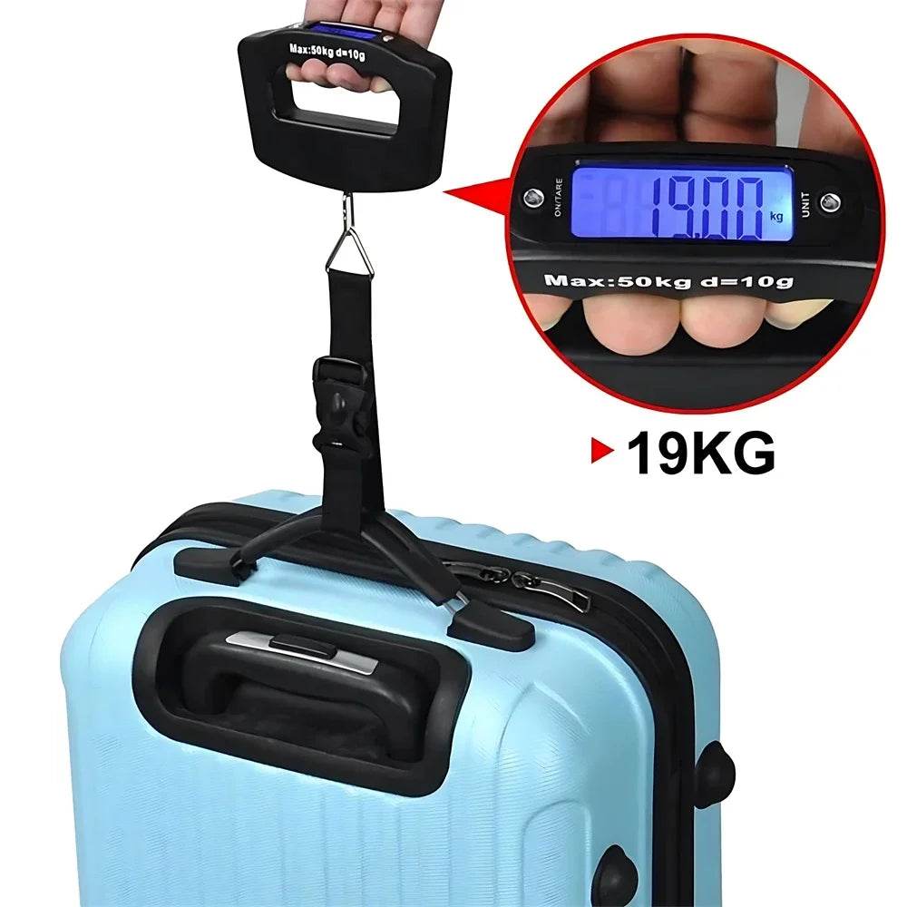 Digital Luggage Scale Portable Suitcase Scale Hanging Scales Handheld Electronic with Backlight Digital Display Travel 50kg - MarvelouStoree