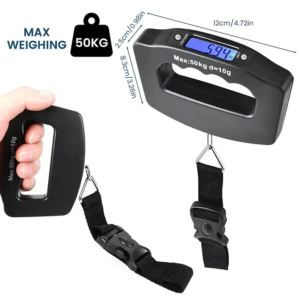 Digital Luggage Scale Portable Suitcase Scale Hanging Scales Handheld Electronic with Backlight Digital Display Travel 50kg - MarvelouStoree