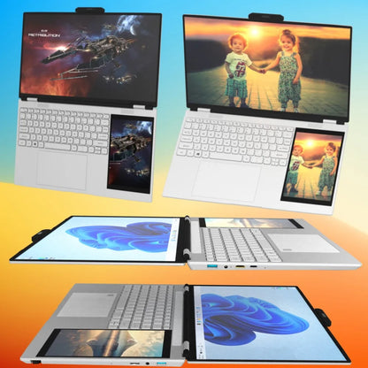 WORLD Dual Screen Laptop 15.6 Inch 2K IPS+ 7 Inch Touch Screen Intel N100 Processor Gaming Laptop DDR4 16GB 2TB SSD Notebook Computer