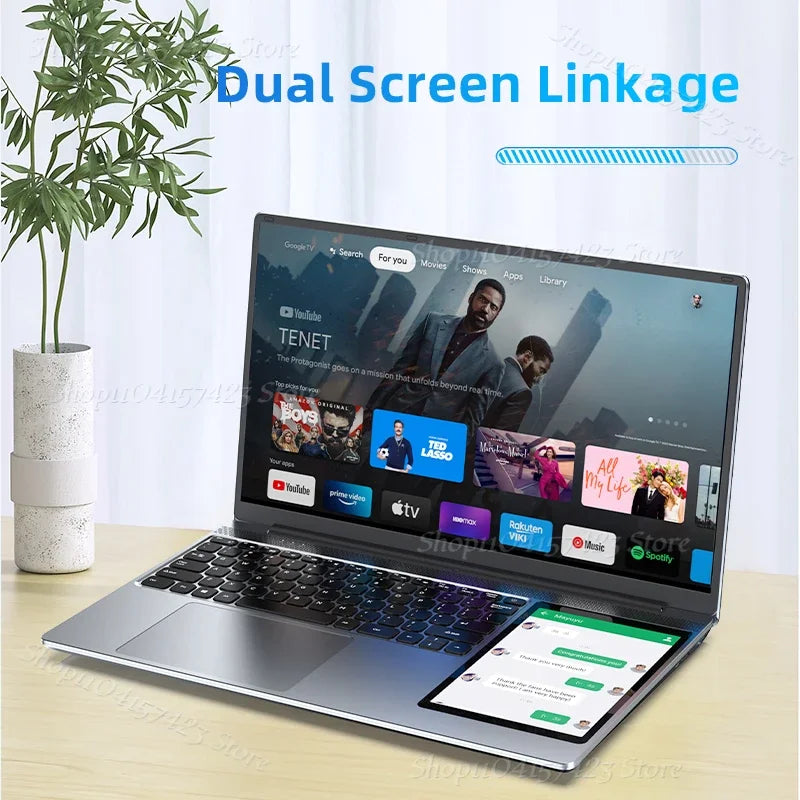 Dual-Screen-Laptop 15,6"ips 7" Touchscreen 16GB DDR4 2TB SSD Intel N100 Windows 11 Notebook Gaming Kantoor Notebook PC-Computer