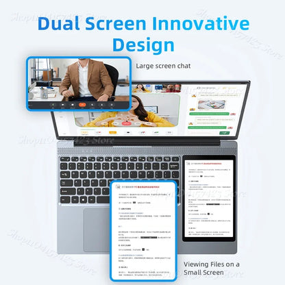 Dual-Screen-Laptop 15,6"ips 7" Touchscreen 16GB DDR4 2TB SSD Intel N100 Windows 11 Notebook Gaming Kantoor Notebook PC-Computer