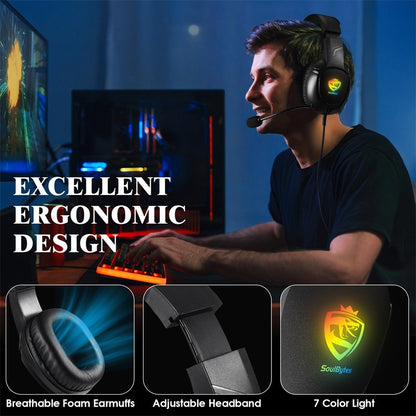 S20 Head mounted Gaming Earphones Wired RGB Luminous Earphones Computer Esports PS4 Earphones