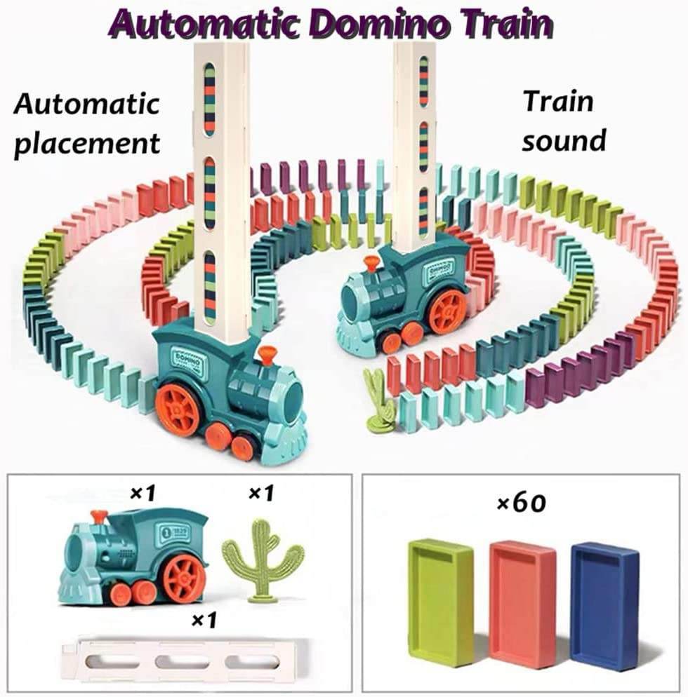 Hot Sale Development Train Toys Colored Dominoes Set 40/60/80/100 Electric Automatic Domino Train Toy - MarvelouStoree