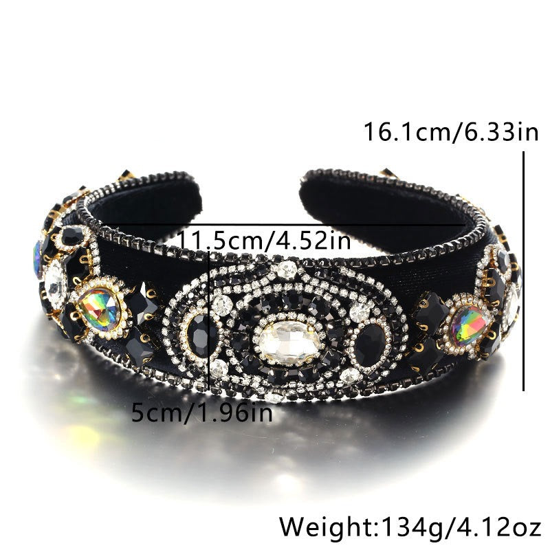 Baroque retro inlaid colored rhinestone sponge new fashionable hair band