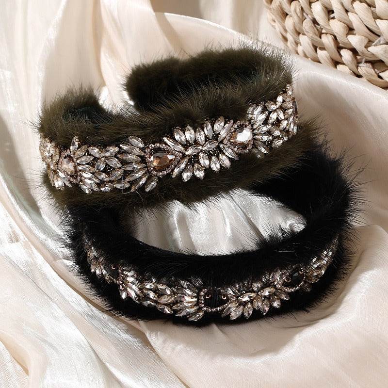 Versatile glass diamond full diamond mink velvet hair accessory - MarvelouStoree