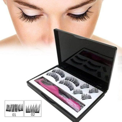 8pcs Magnetic eyelashes with 3 magnets handmade 3D magnetic lashes natural false eyelashes magnet lashes with gift box 40 - MarvelouStoree