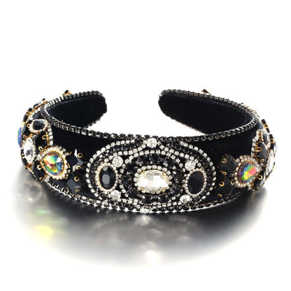 Baroque retro inlaid colored rhinestone sponge hair accessories