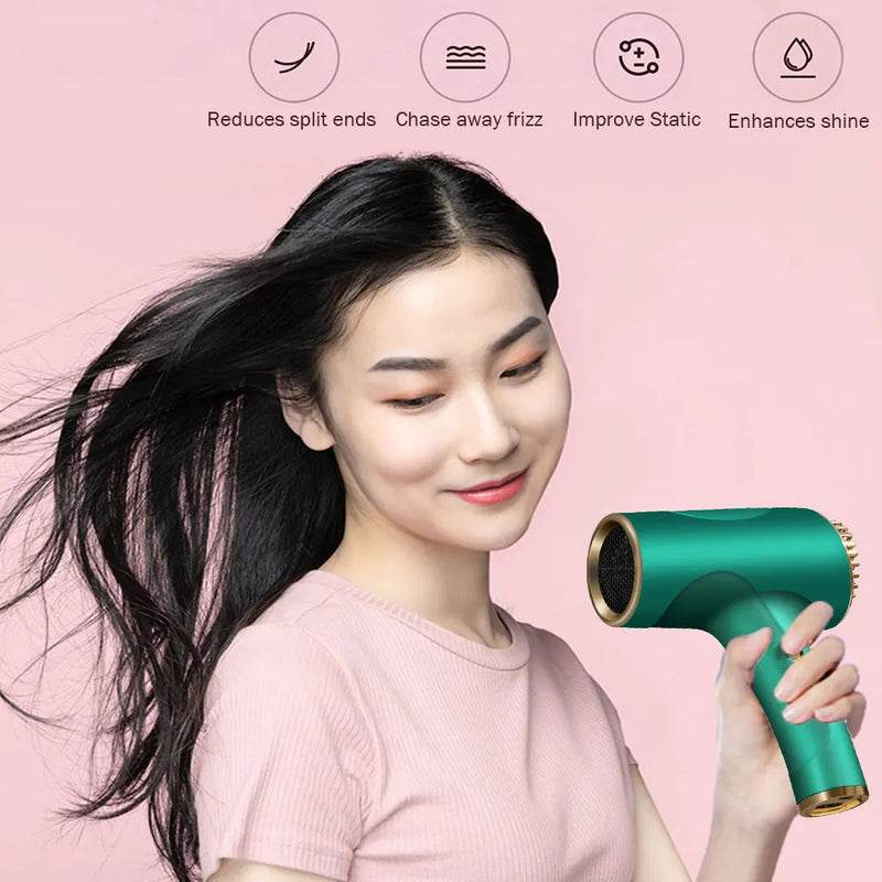 2600mAh Cordless Anion Blow Dryer Portable Hair Dryer 40/500W USB Rechargeable Powerful 2 Gears for Household Travel Salon - MarvelouStoree