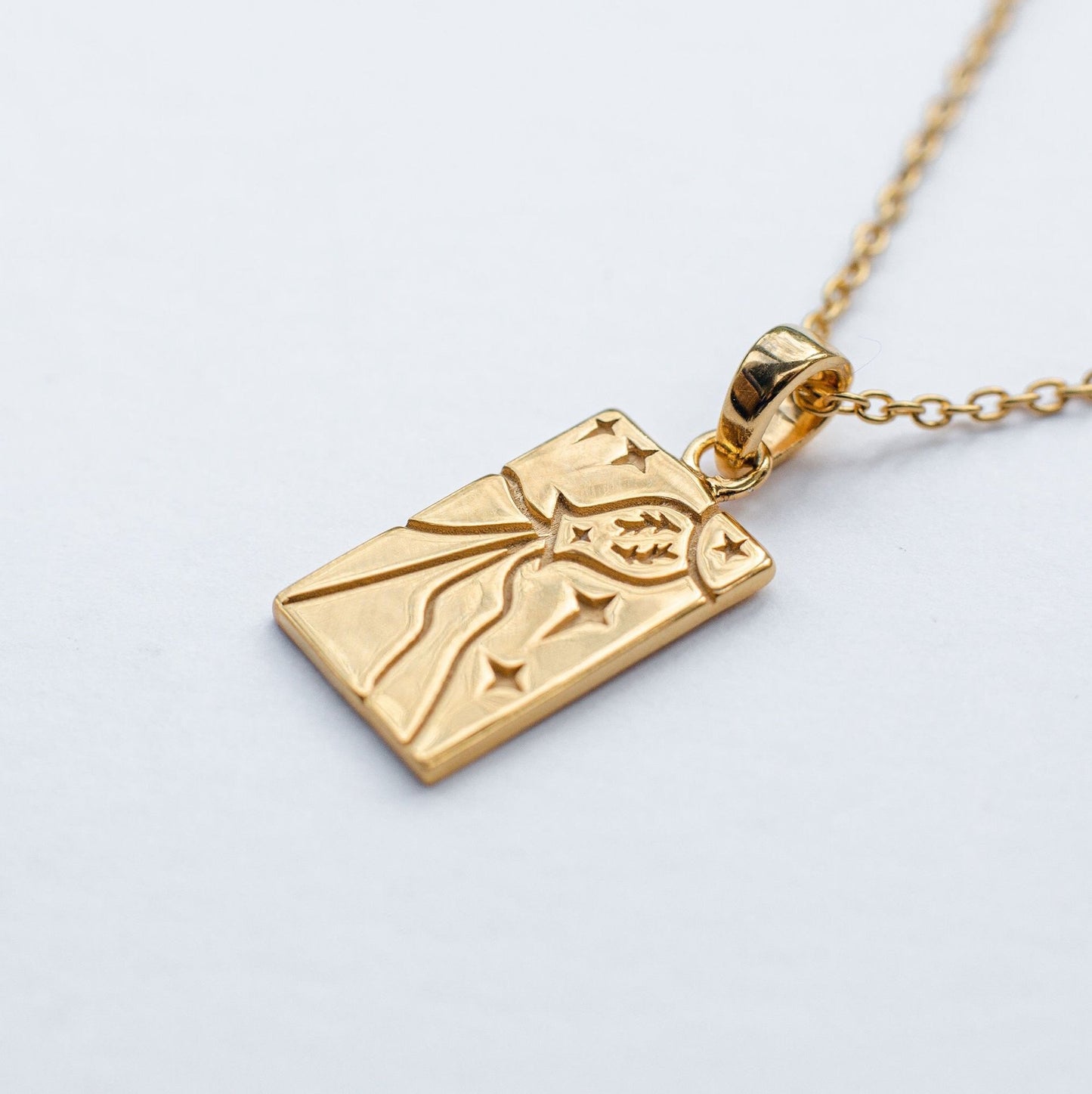 Trendy Sexy Square Amulet Enamel Tarot Card Pendant Necklace Gold Platd Eye Sun Heart lion Power Necklaces