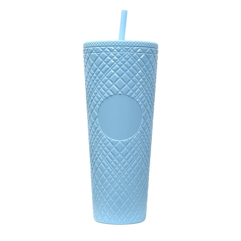 Large Capacity Coffee Cup 710ml Durian Cup Diamond Creative Plastic Straw Cup with Lid Reusable Mug