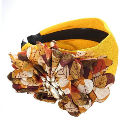 Diamond inlaid fabric flower toothed anti slip exaggerated headband - MarvelouStoree