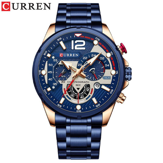 Men's Watch Calendar Men's Watch Six-pin Steel Band Watch Quartz Watch Sports Men's Watch - MarvelouStoree