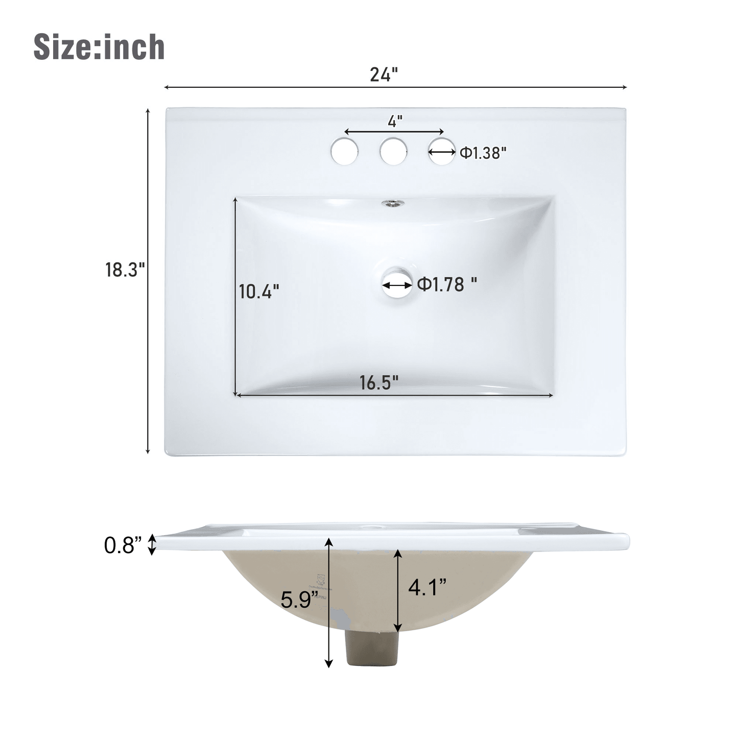 Modern 24-Inch Wall-Mounted Bathroom vanity with 2 Drawers, White - Ideal for Small Bathrooms - MarvelouStoree