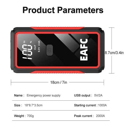 EAFC 2000A Jump Starter Power Bank Portable Charger Starting Device For 6.0L/4.0L Emergency Car Battery Jump Starter - MarvelouStoree