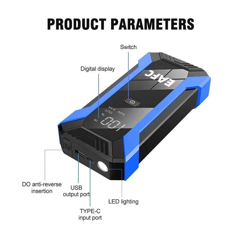 EAFC Car Jump Starter Power Bank 1200-2000A Portable Charger Car Booster 12V Auto Starting Device Emergency Battery Car Start - MarvelouStoree