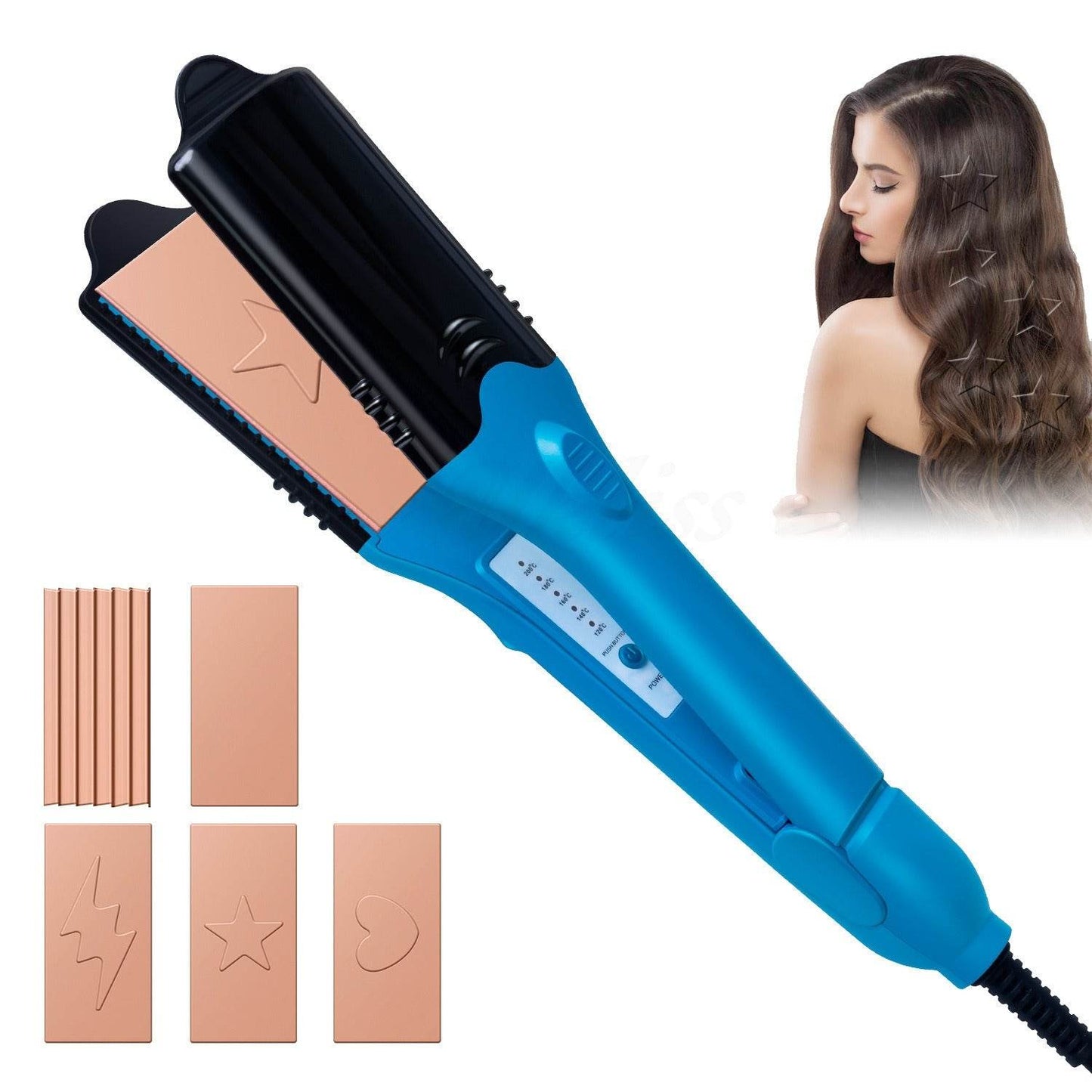 3D hair imprinting 3D Hair Press Iron Hair Straightener Electric Straightening Curling Imprinting 3D Hair Crimper - MarvelouStoree