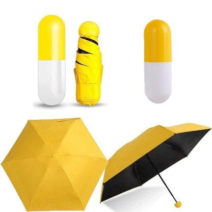 Mini Folding Capsule Small Umbrella With Pill Package Box Pocket Parasol Rain Anti-UV Portable Travel Umbrella Sunny Rainy Day - MarvelouStoree