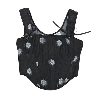 Rose Print Herringbone Corset Body Shaper - MarvelouStoree