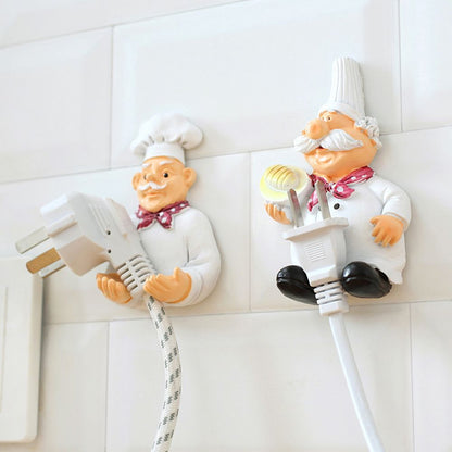 Kitchen Plug Bracket Cartoon Cook Power Socket Cord Organizer Holder Sundry Storage Rack Shelves Kitchen Storage Sticky Hook