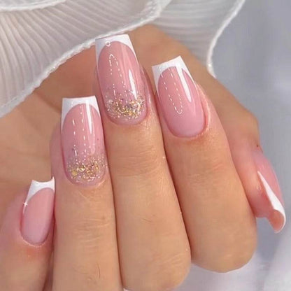 French simple glitter girl’s soft and tender wearable manicure nails - MarvelouStoree