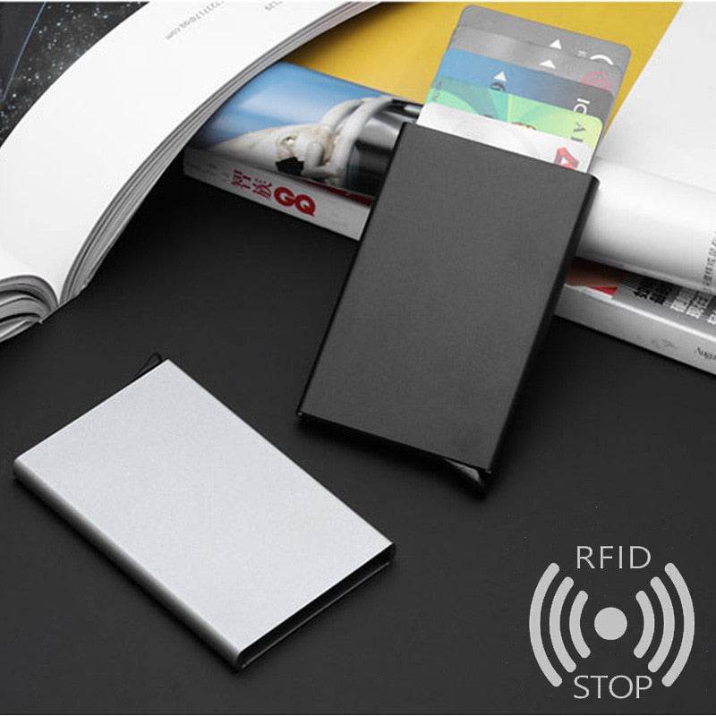 Anti Rfid Blocking Automatic Credit Card Holder Aluminum Metal Case To Protect Credit Cards Rfid Card Protection Bank Cardholder