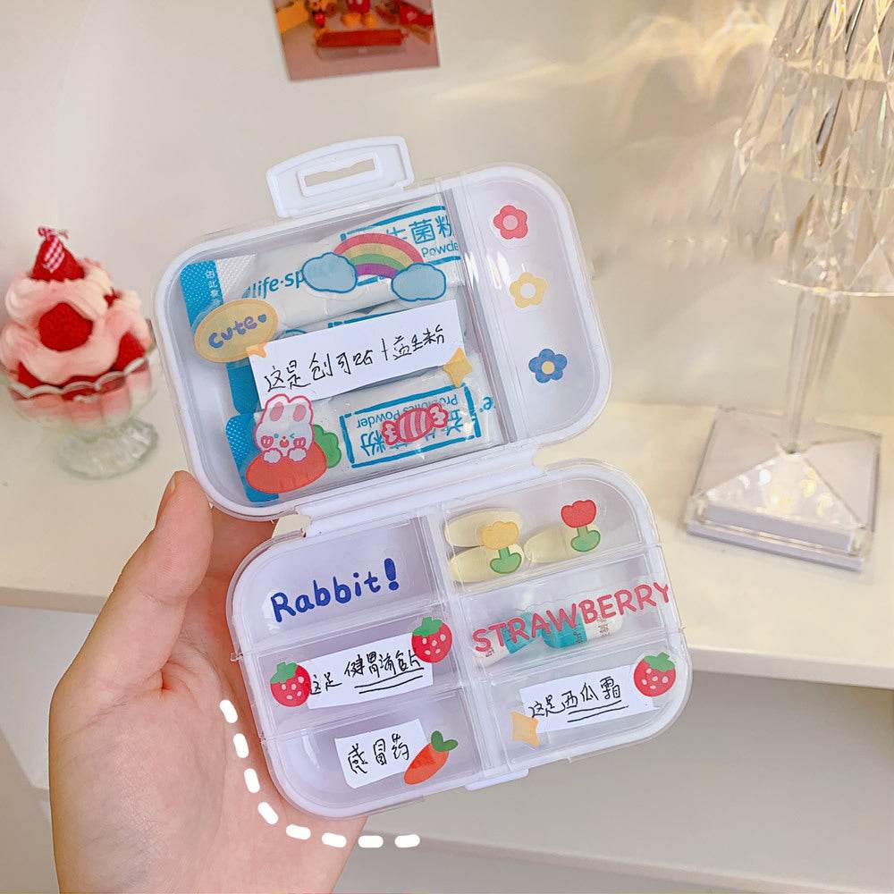 Portable Home Separated Pill Box Travel Mini Box Storage Box Transparent Pill Box Cute Storage Bo - MarvelouStoree