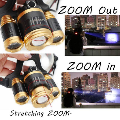 15000Lm XM-T6x3 LED Headlight ZOOM Flashlight Torch Camping Fishing Headlamp lantern Use 2*18650 battery / AC/Car/Usb/ charging - MarvelouStoree