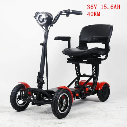 EU Stock Foldable Four Wheels Elderly Scooter With Comfortable Armrests Seat 36V 15.6A Dual Motor Kick Scooter Electric For Home