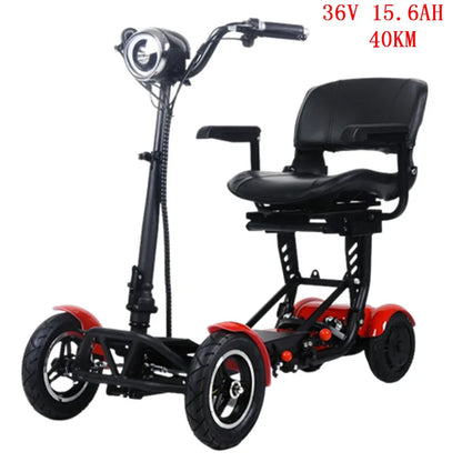 EU Stock Foldable Four Wheels Elderly Scooter With Comfortable Armrests Seat 36V 15.6A Dual Motor Kick Scooter Electric For Home