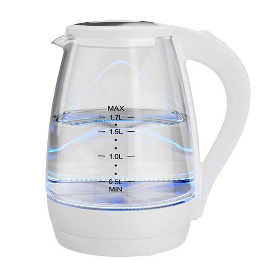 Marveloustoree Electric Tea Kettle - CACHOO 1.7L Borosilicate Glass Electric Kettle with LED Indicator, Fast Boiling Hot Water Boiler