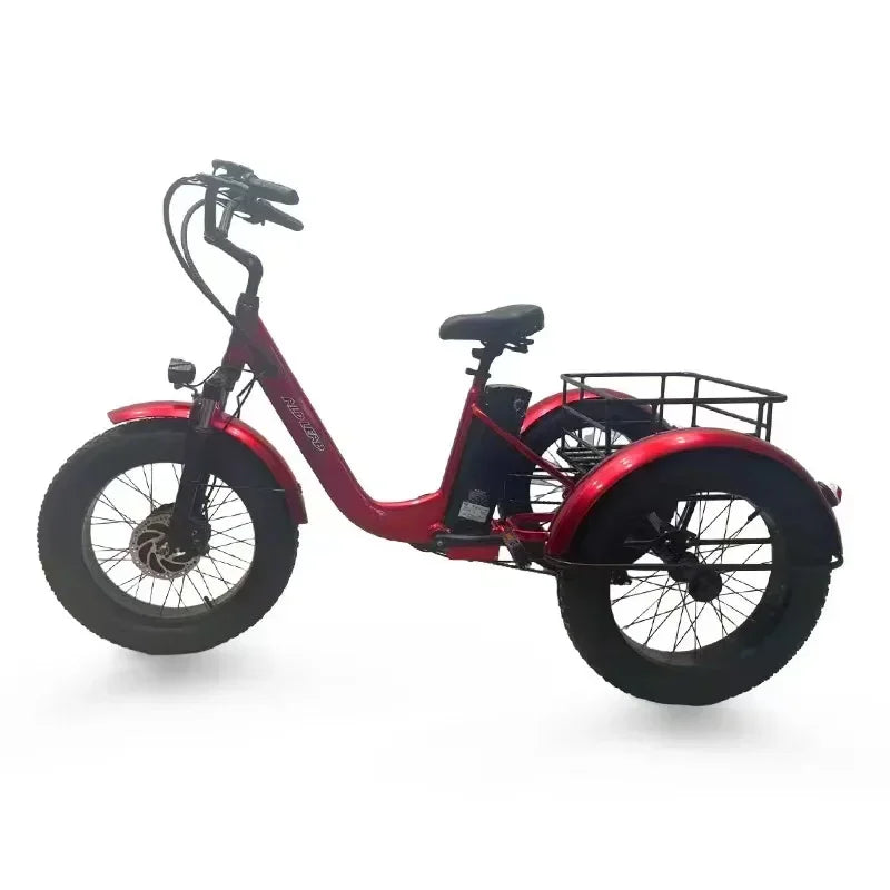 Electric Tricycle 500W Powerful Motor 48V10AH 3 Wheel Electric Bicycle Remove Lithium Battery Snow 20inch Fat Tire Cargo E-trike