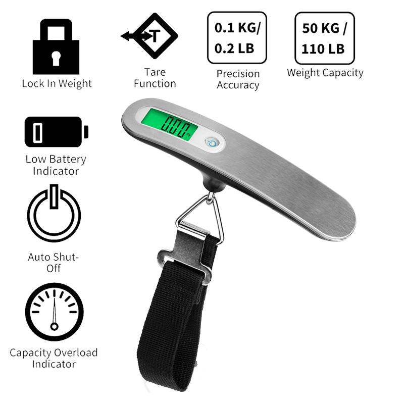 Stainless Steel Electronic Hand Luggage Scale Portable Digital Luggage Scale 50kg - MarvelouStoree