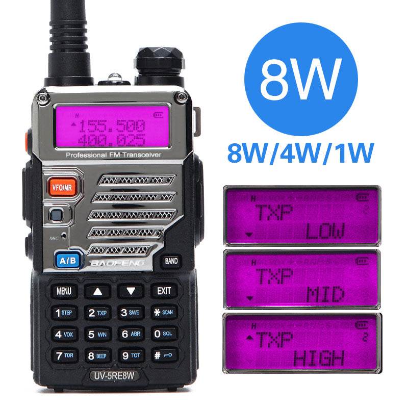 BaoFeng UV-5RE 8W Powerful Walkie Talkie 10km Dual Band UV5RE 2 way Radio VOX Flashlight Long Range Portable Hunting Ham Radio - MarvelouStoree