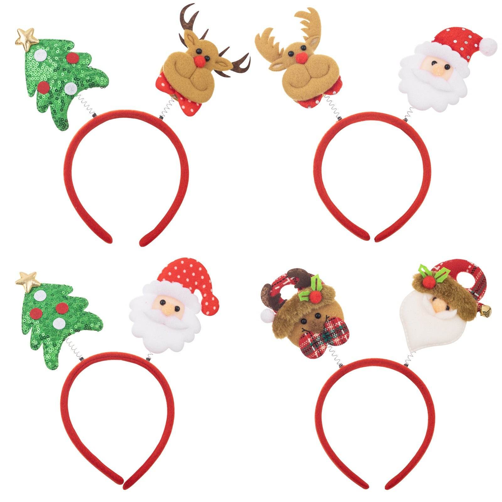 4pcs Christmas set cartoon headband Santa Claus hairpin reindeer headband