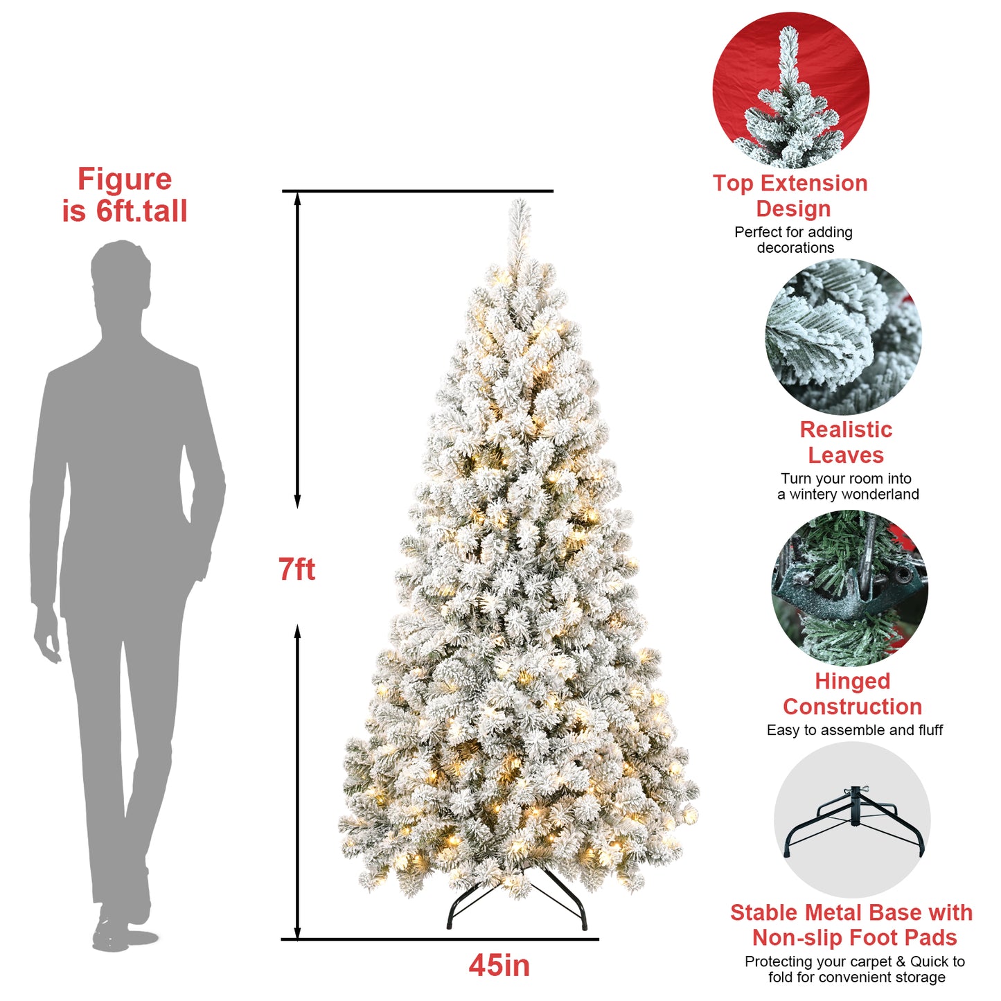 5FT PVC Memory Wire Christmas tree (With Light)