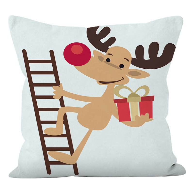 Christmas reindeer print pillow cover holiday snowman super soft pillowcase living room sofa decoration cushion - MarvelouStoree