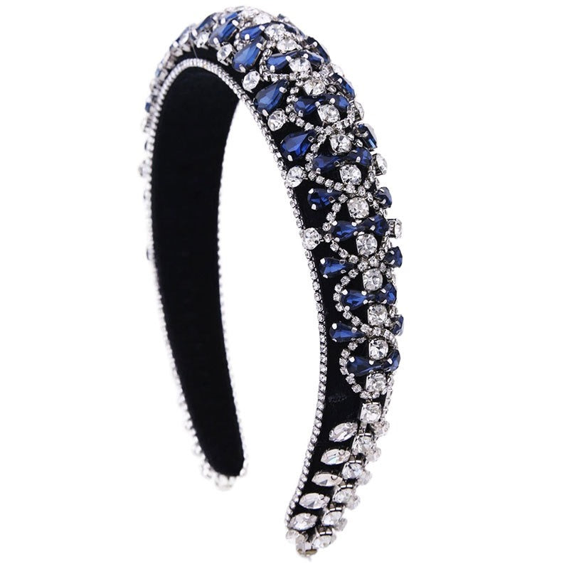 Baroque sparkling colored rhinestone sponge head hoop